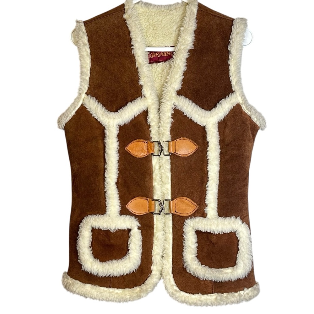 Chevalier Shearling Suede Western Ranch Vest 38 Cowgirl Boho Alpine Après Ski